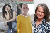 Nerea P�rez de las Heras, Alejandro Palomas e Isabel San Sebasti�n, este viernes en la Feria del Libro de Cartagena