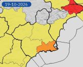 Aviso amarillo por lluvias y tormentas este lunes en el Valle del Guadalent�n
