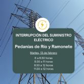 Las pedanías de Río y Ramonete sufrirán el martes la interrupción del suministro de luz por la ampliación de la red eléctrica