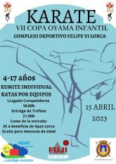 Unos 250 karatecas de escuelas de la Regin y Alicante se darn cita en la VII Copa Oyama de Karate infantil Kyokushin Budokai a beneficio de APAT
