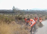 13 trabajadores desempleados realizan tareas de limpieza de maleza y basura en caminos rurales y casco urbano