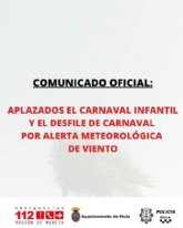Aplazados el Carnaval Infantil y el desfile de Carnaval por la alerta meteorol�gica por viento