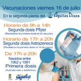 El prximo viernes 16 de julio se adelanta la vacunacin de segundas dosis prevista para el 6 de agosto