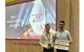 Vytrus recibe el Best Ingredient Award por su activo PhotobiomeT en in-cosmetics Korea