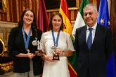 Ayuntamiento de Sevilla . Doble recepcin institucional en el ayuntamiento sevillano a las medallistas olmpicas del C.N. Sincro Sevilla