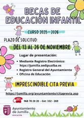 Abierto el plazo para solicitar la beca para libros y material en segundo ciclo de Educacin Infantil