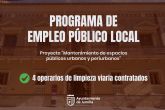 El Ayuntamiento de Jumilla refuerza el personal de Servicios con la contratación de cuatro operarios de limpieza viaria
