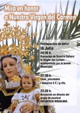 La pedanía de Góñar inicia sus fiestas patronales en honor a la Virgen del Carmen este sábado
