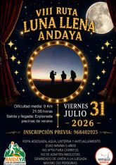 Puerto Lumbreras acoger� la octava edici�n de la Ruta 'Luna Llena' Andaya el pr�ximo 31 de julio