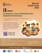La Concejalía de Turismo organiza la actividad TOSTADOS AL SOL: FOTOGRAFÍA CON PIGMENTOS NATURALES en el Horno del Concejo y Casa del Folclore el domingo 18 de enero