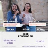 La líder de Podemos en Extremadura, Irene de Miguel, visitará Murcia el próximo 31 de enero
