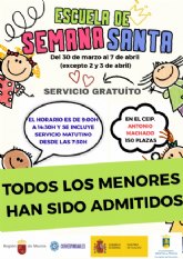 Todas las solicitudes admitidas en la Escuela Municipal de Semana Santa de Alhama