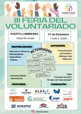 El Ayuntamiento de Puerto Lumbreras celebrará la tercera edición de la Feria del Voluntariado el domingo, 21 de diciembre