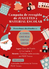 Juventudes Socialistas y PSOE Totana ponen en marcha una nueva campaña de recogida de juguetes y material escolar Juventudes Socialistas y PSOE Totana ponen en marcha una nueva campaña de recogida de juguetes y material escolar