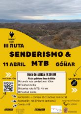La tercera edición de la Ruta Senderismo & MTB de Góñar tendrá lugar el sábado, 11 de abril