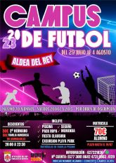 Del 29 de julio al 4 de agosto, se celebrar en Aldea del Rey el Campus de Ftbol 2023, organizado por la concejala de Deportes