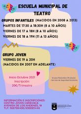 El Ayuntamiento de Caravaca abre el plazo de inscripción en la Escuela Municipal de Teatro con grupos infantiles y juveniles