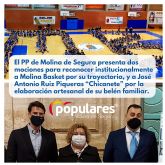 El PP de Molina de Segura presenta dos mociones para reconocer institucionalmente a Molina Basket por su trayectoria, y a Jos Antonio Ruiz Piqueras 'Chicanete' por la elaboracin artesanal de su beln familiar