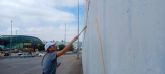 Arranca la realizacin del mural en el exterior del estadio del Real Murcia
