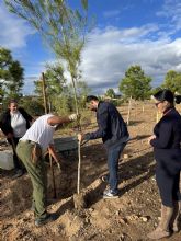 Los participantes en el programa experiencial 'Nueva vida para la antigua escombrera municipal y su entorno' llevan a cabo una plantacin de 80 ejemplares de pino en varias zonas verdes del municipio