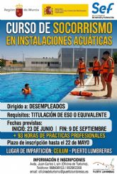 El Ayuntamiento de Puerto Lumbreras y el SEF colaboran en la impartición del Curso de Socorrismo en Instalaciones Acuáticas