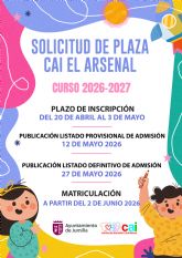 Abierto el plazo de solicitud de plaza en el CAI El Arsenal para el curso 2026-2027