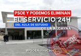 El PP de Molina de Segura denuncia la reducción horaria que el Gobierno local PSOE Podemos ha realizado en el aula de estudio de La Alcayna