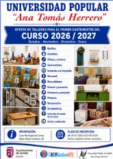 Abierto el plazo de preinscripci�n en la Universidad Popular Ana Tom�s Herrero para el curso 2026-2027
