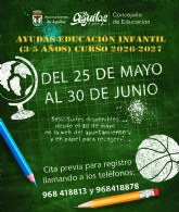 El próximo lunes se abre el plazo de presentación de las solicitudes de ayuda para Educación Infantil 2026
