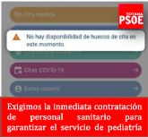 El PSOE denuncia que la dejación de funciones del Gobierno Regional deja a Totana sin servicio de pediatría