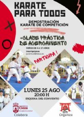 Abierto el plazo de inscripcin para participar en la actividad 'Karate para todos' este lunes de feria y fiestas