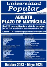 La Universidad Popular abre el prximo lunes 25 de septiembre el plazo de matrcula en sus cursos y talleres