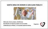 Cartagena por la Caridad celebrar la misa anual con motivo de la festividad de su patrn, San Juan Pablo II