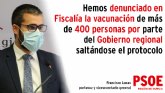 El PSOE denuncia en la Fiscala la administracin de vacunas por parte del Gobierno regional a ms de 400 personas saltndose el protocolo