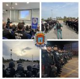 Miembros de la unidad G.I.S.C. de la Polica Local participan, en Badajoz, en un curso de intervencin policial en grandes eventos con los grupos ms importantes del pas