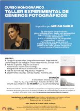 La Concejala de Cultura de Molina de Segura organiza talleres experimentales de pintura y fotografa, impartidos por Mriam Garlo, que se desarrollarn en abril y mayo de 2023