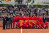 Fernando Lpez Miras asiste al partido de tenis de la Copa Federacin que enfrenta a los equipos de España y Paraguay