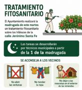 El Ayuntamiento realizar� la madrugada de este martes untratamientofitosanitariosobre los hibiscos de la calle Jer�nimo Santa Fe