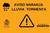 ACTUALIZACION: La Aemet eleva a naranja el aviso por lluvia y tormenta este lunes y martes en Cartagena