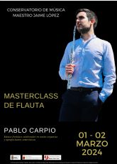 El Conservatorio de Música Maestro Jaime López de Molina de Segura organiza una master class de flauta travesera los días 1 y 2 de marzo