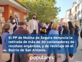 El PP de Molina de Segura denuncia la retirada de ms de 30 contenedores de residuos orgnicos, y de reciclaje en el Barrio de San Antonio