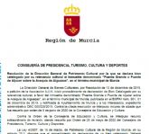 Aprobacin definitiva proteccin cultural BiCaRC Puente de Aljucer en carretera del Palmar