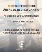 Las �reas caninas de Nueva Espu�a y calle Villalar recibir�n un tratamiento de desinfecci�n el 26 de junio