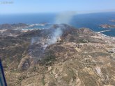 Operativo del Plan Infomur ha extinguido un incendio forestal declarado en el Barranco del Feo (Cartagena)