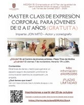 La Concejalía de Políticas Sociales propone una masterclass gratuita de expresión corporal para jóvenes La Concejalía de Políticas Sociales propone una masterclass gratuita de expresión corporal para jóvenes