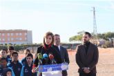 La alcaldesa de Archena y el consejero de Presidencia ponen la primera piedra del nuevo complejo deportivo de La Algaida en el que se invertirán 2,5 millones