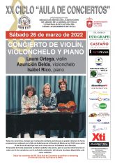XX Ciclo 'Aula de Conciertos' Concierto de violín, violonchelo y piano