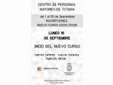 El Programa de Dinamizacin de los Centros Municipales de Personas Mayores arranca en septiembre con 6 talleres en Totana y 2 en El Paretn