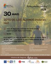 La Concejalía de Turismo de Molina de Segura  organiza la visita guiada gratuita en bici SOTO DE LOS ÁLAMOS el sábado 30 de mayo