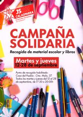 Juventudes Socialistas de Calasparra presenta su campana solidaria anual de recogida de material escolar